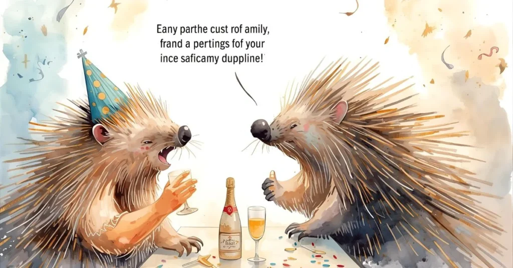 Party Porcupine Puns & Celebration Captions