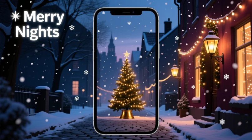 Christmas Lights at Night Background Puns